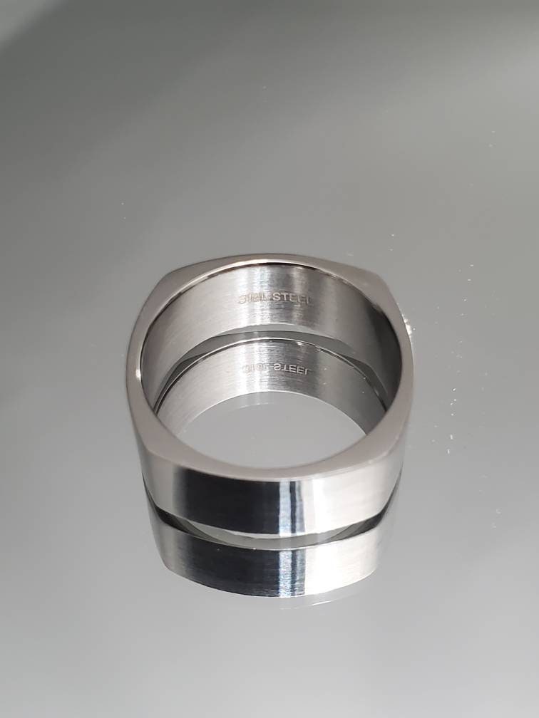 Geometric Square Fashionable Men's Ring – Stainless Steel
