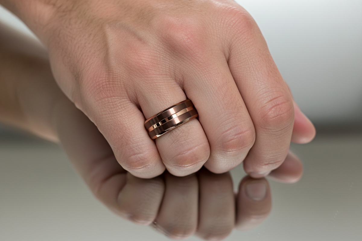 Cafe Rose Gold Titanium 8mm Men's Ring