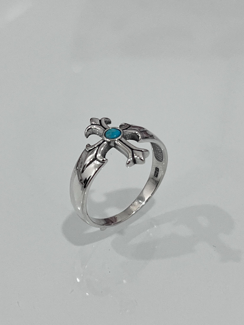 Eye Cross Turquoise Ring – Sterling Silver