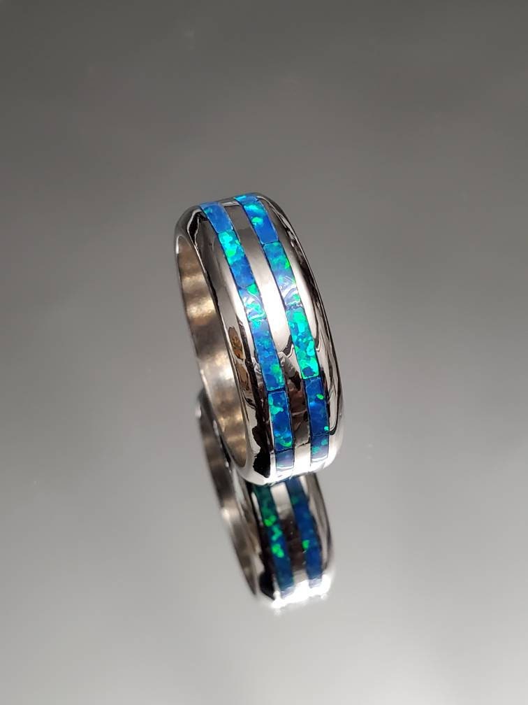 Blue Opal Sterling Silver Ring