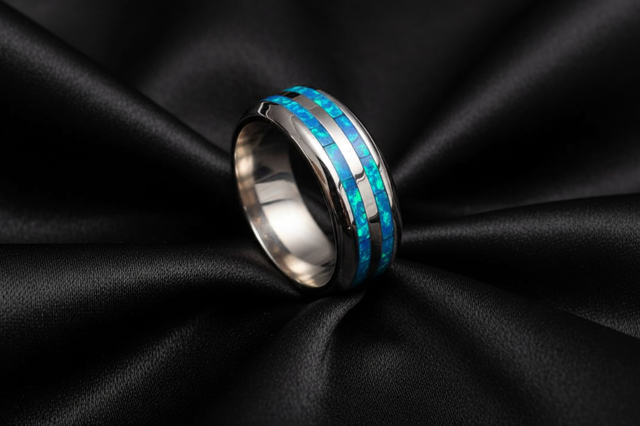 Blue Opal Sterling Silver Ring