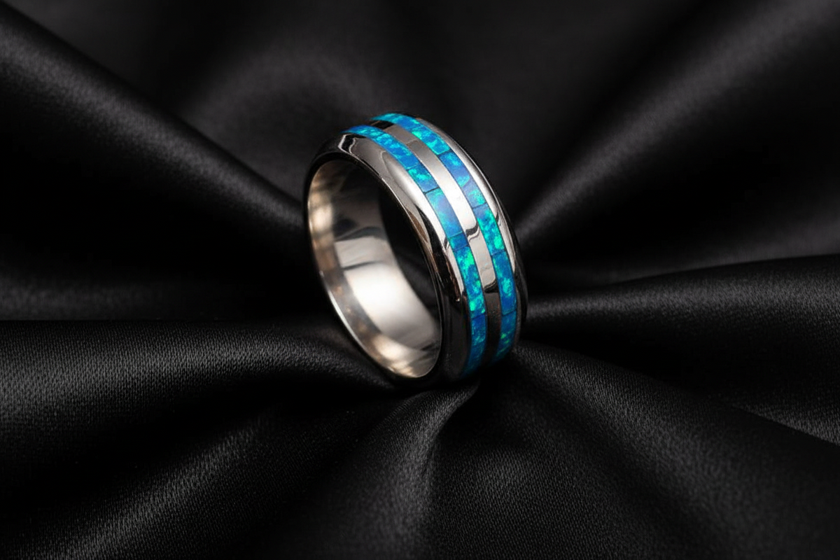 Blue Opal Sterling Silver Ring