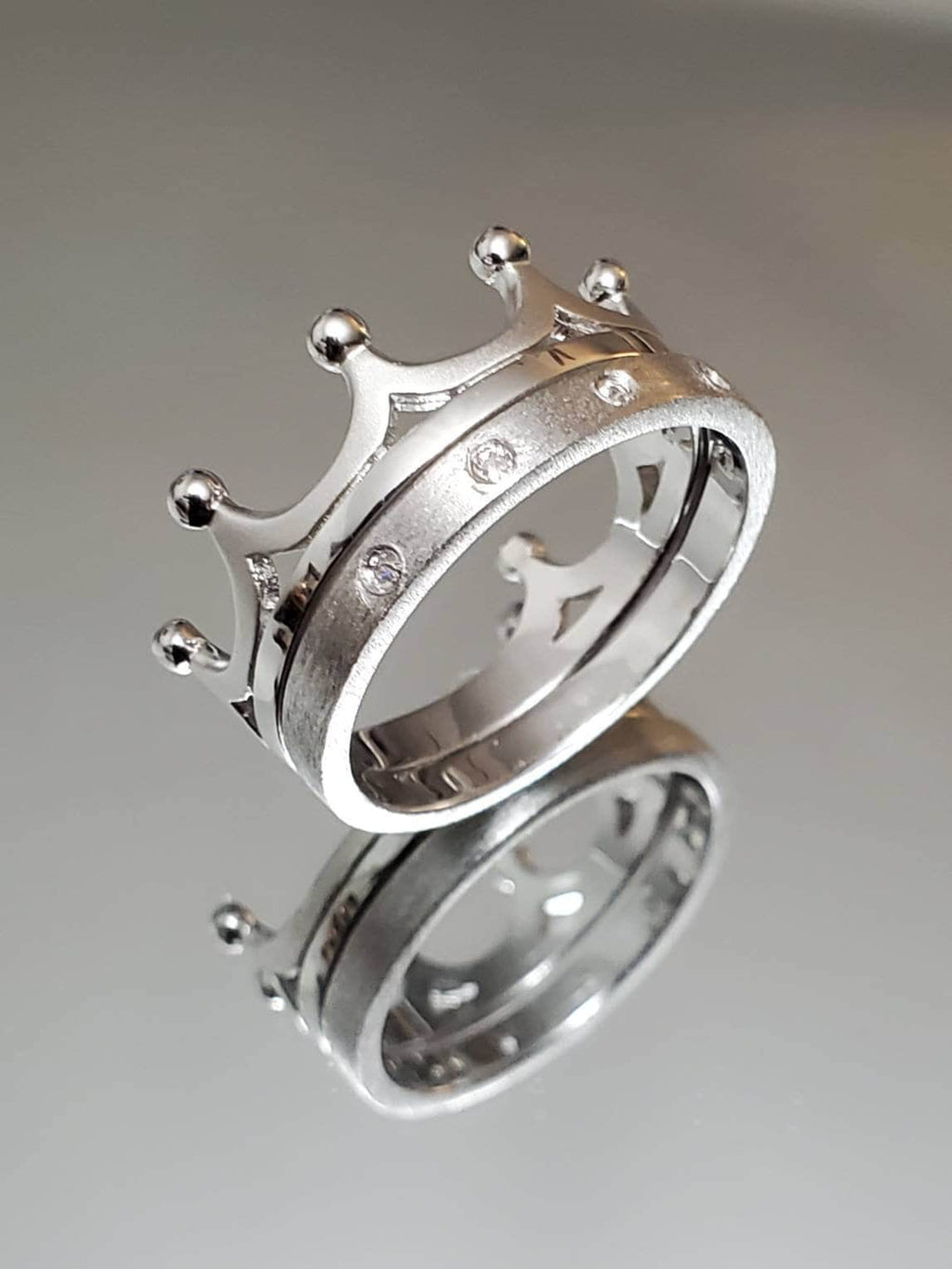 Double Crown CZ Ring Set – Sterling Silver