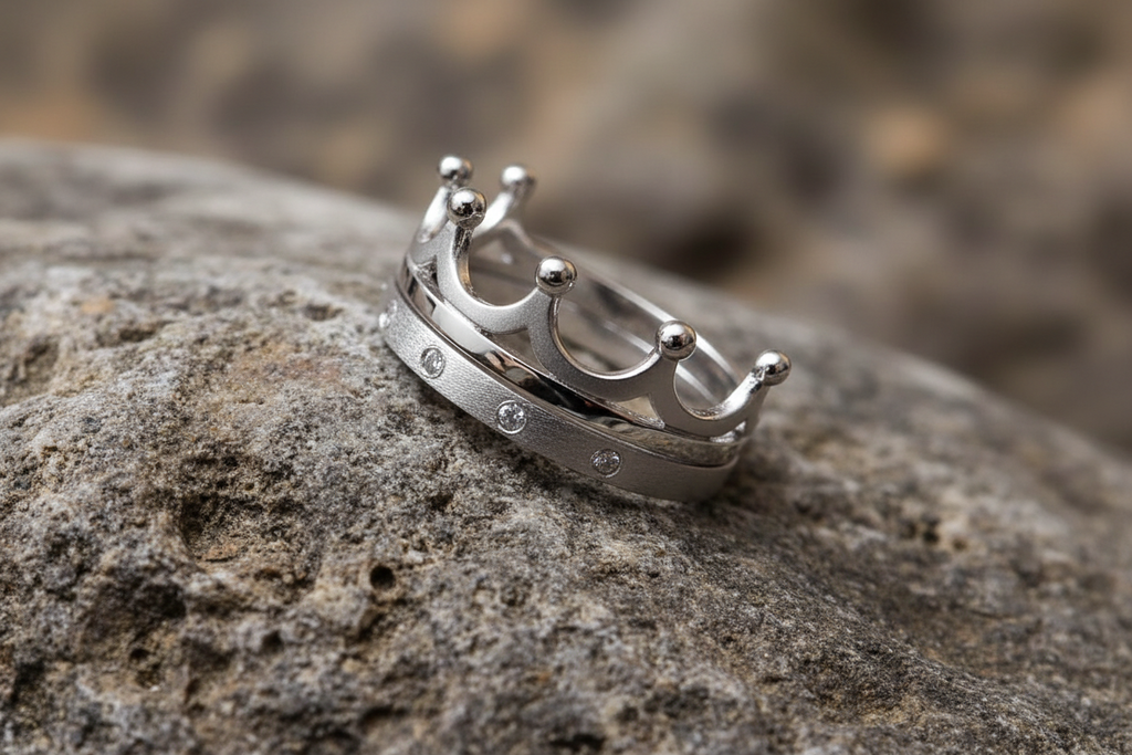 Double Crown CZ Ring Set – Sterling Silver