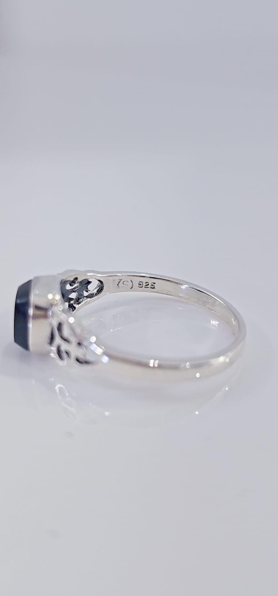 Onyx Sterling Silver Ring: Thin Band, Celtic Claddagh Design