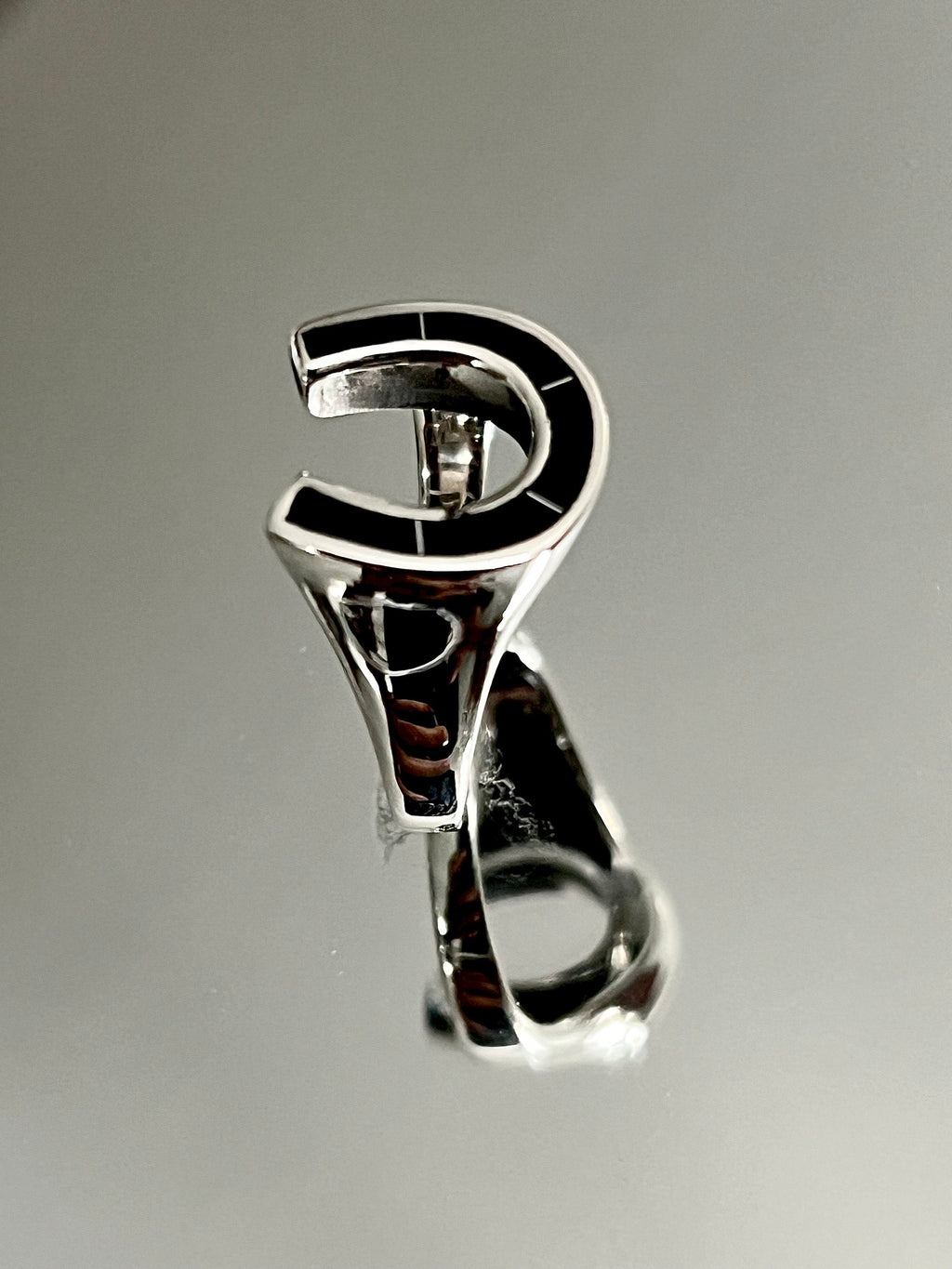 Horse Shoe Ring Black Obsidian