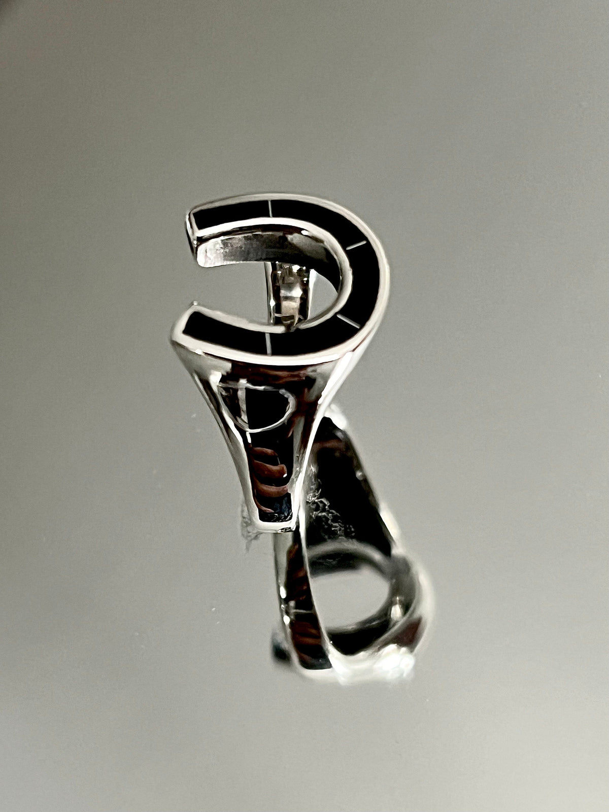 Horse Shoe Ring Black Obsidian
