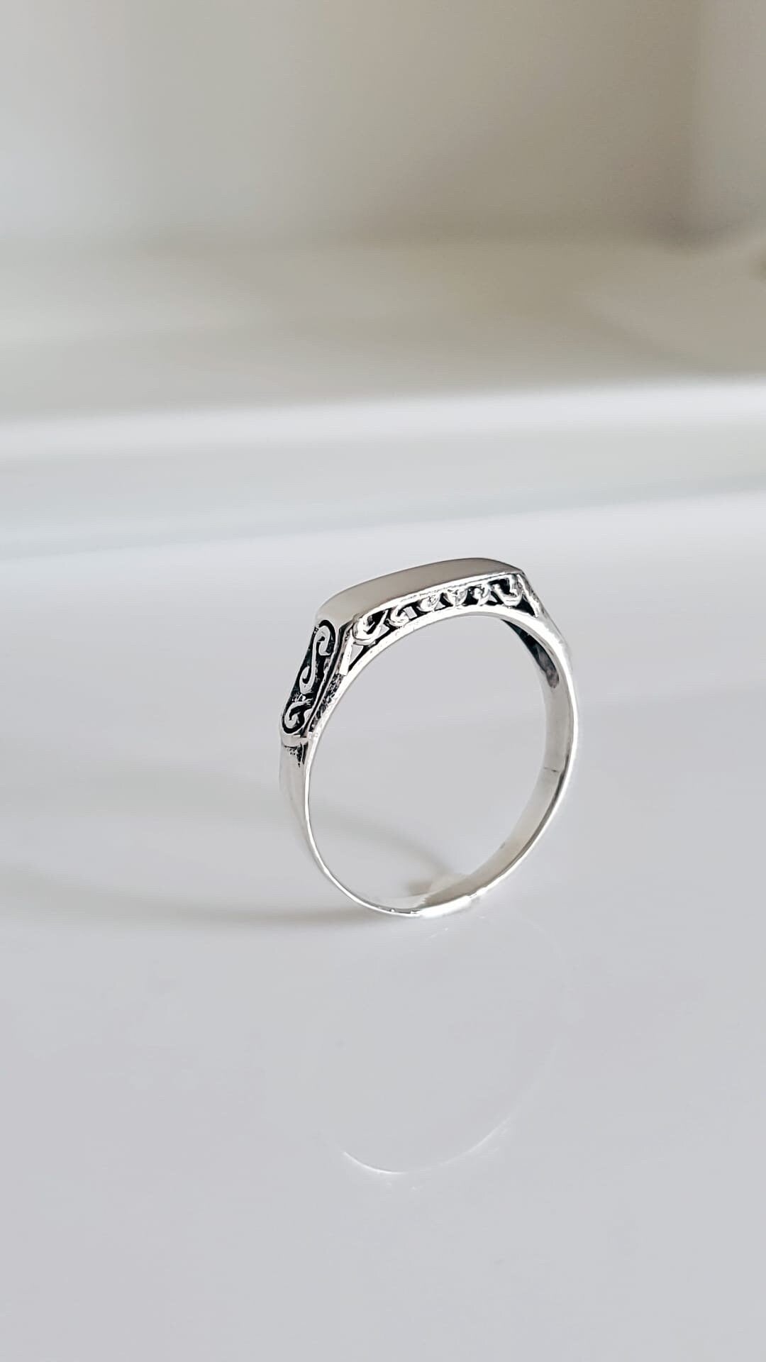 Oxidized Sterling Silver Design Ring