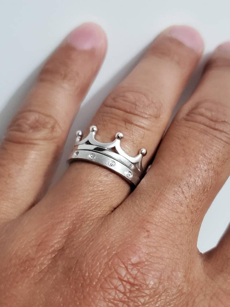 Double Crown CZ Ring Set – Sterling Silver