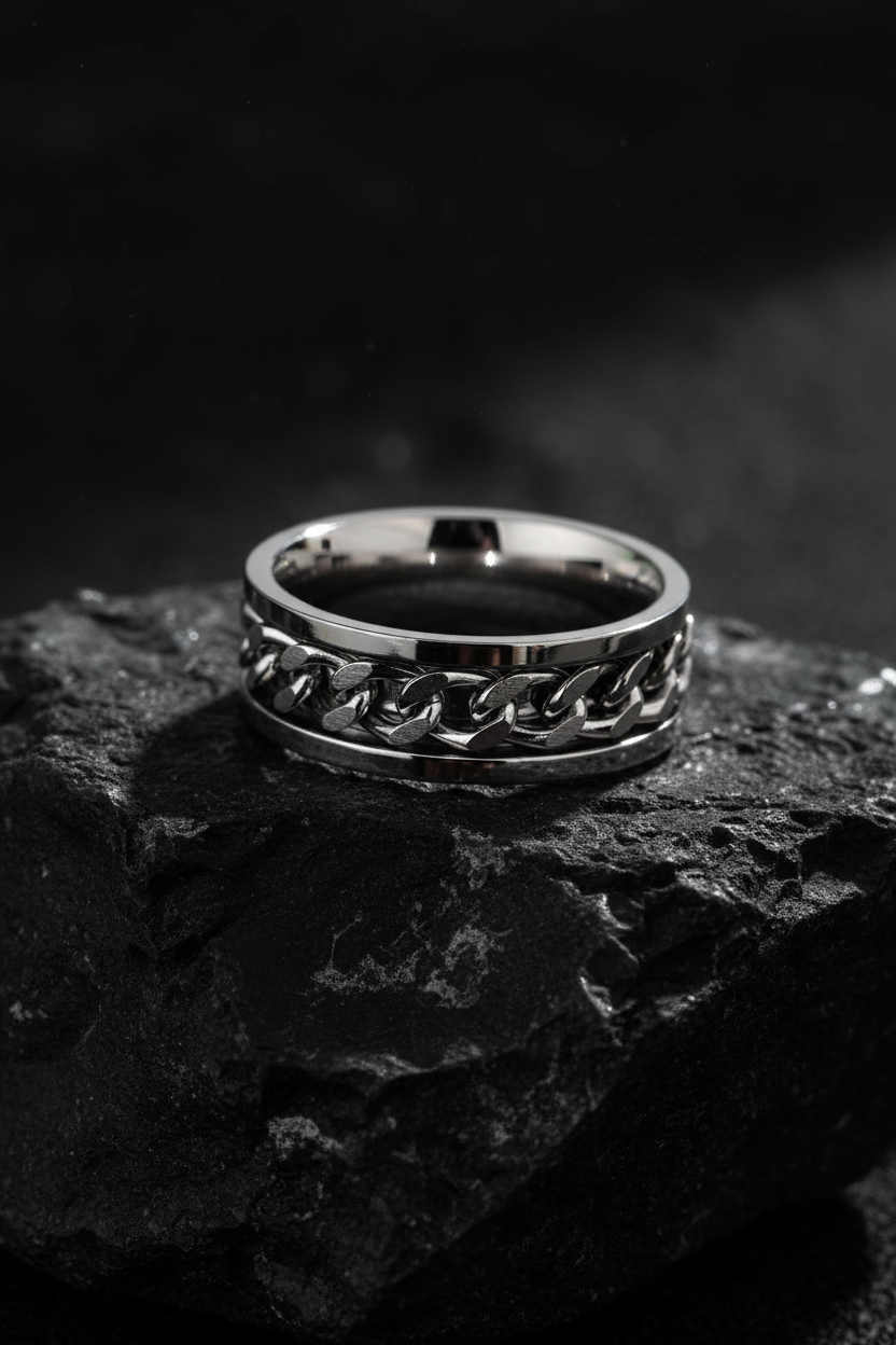 Link Wedding Ring – Stainless Steel with 8mm Band Width