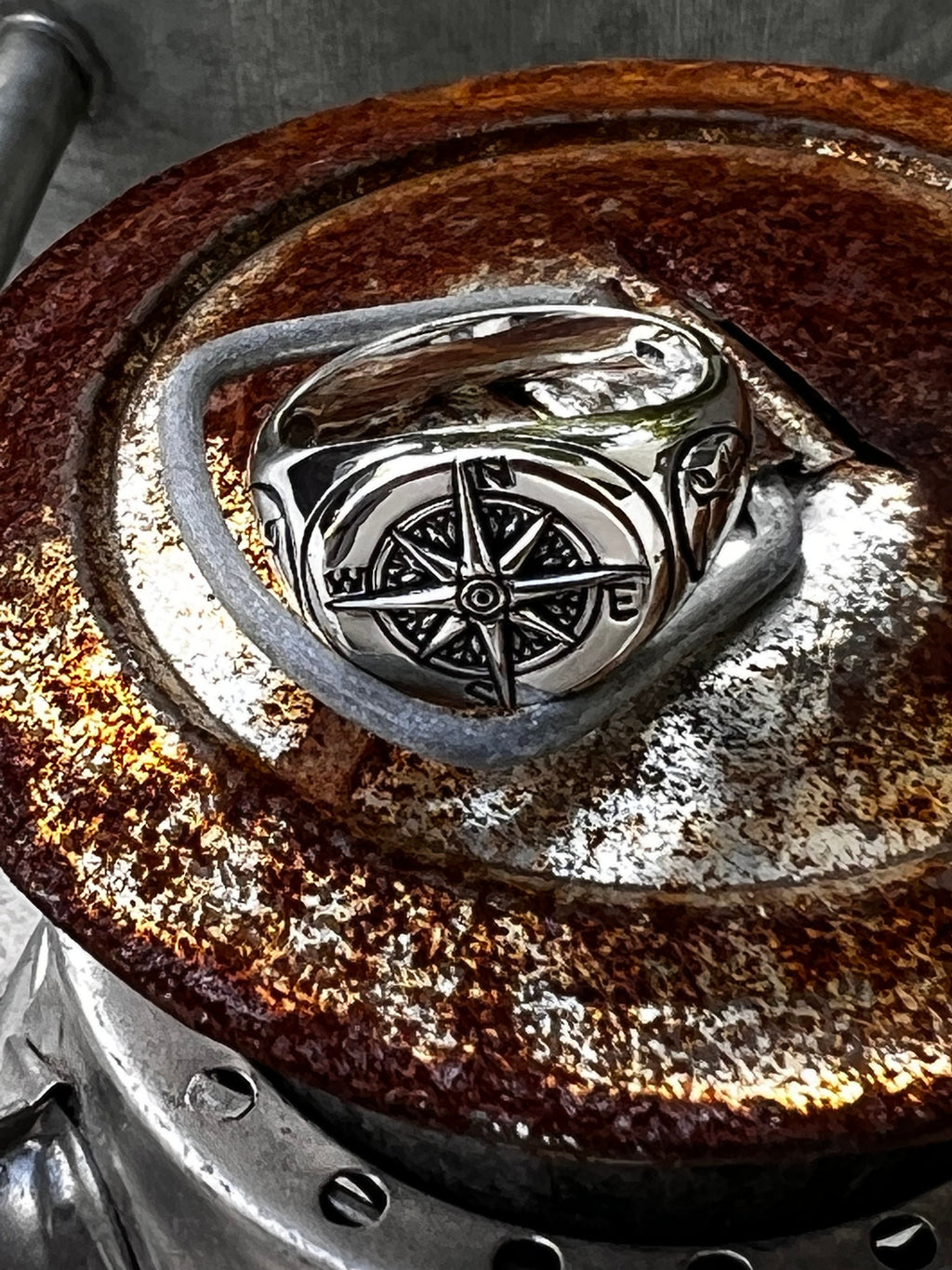 Masculine Compass Men's Ring