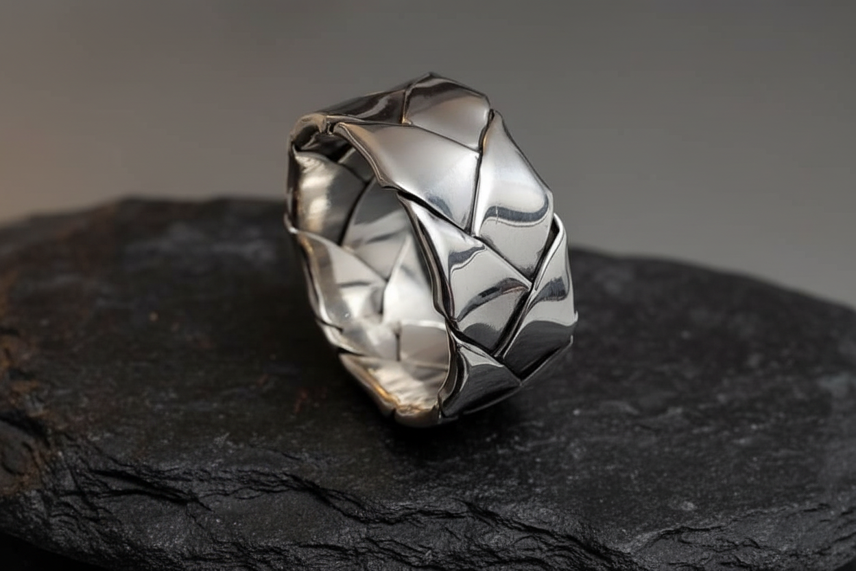 The Fold Men's Ring, Sterling Silver Men's Band, 10mm Band for Men, Ring for Men, Men's Silver Jewelry