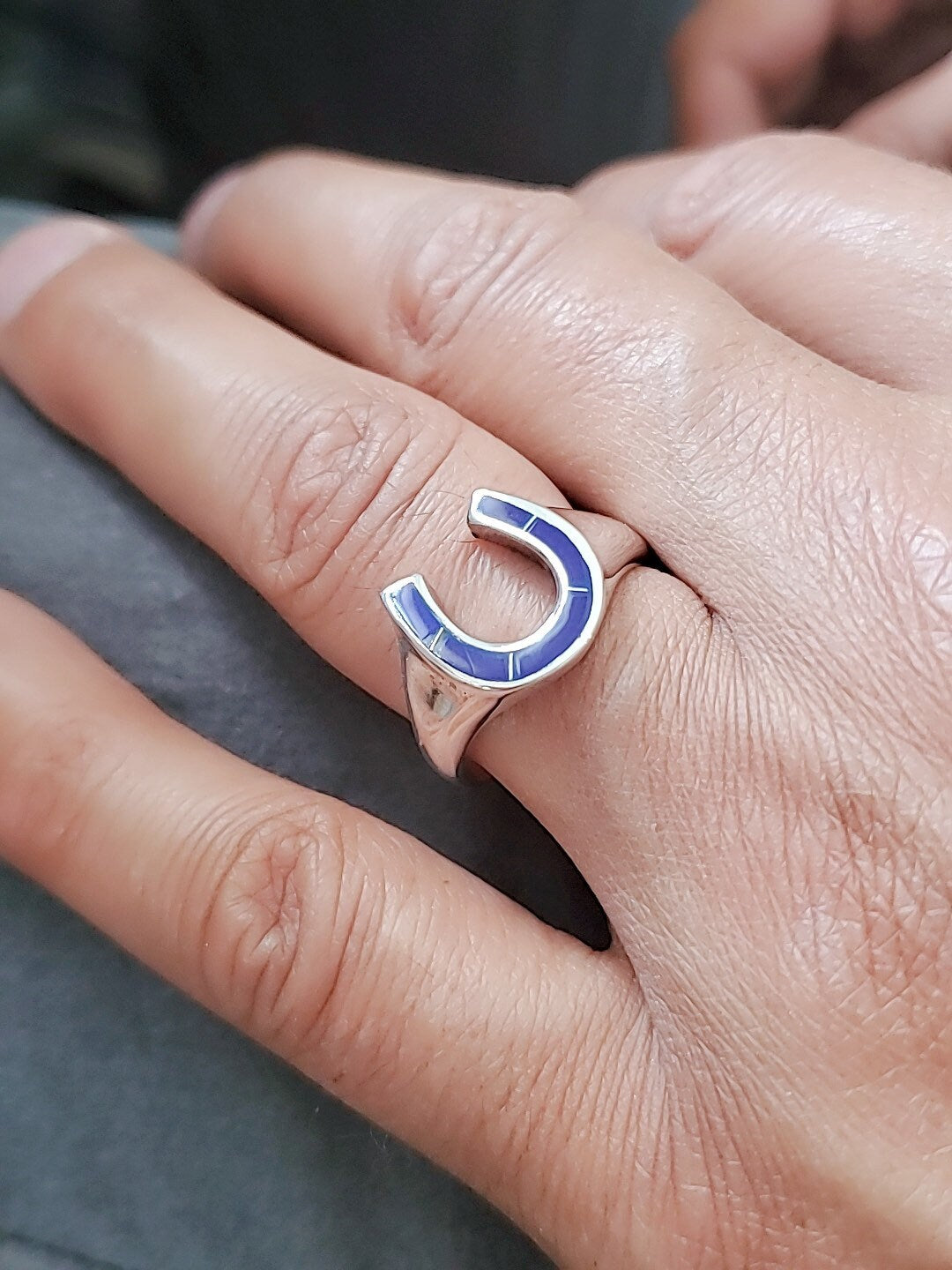Horse Shoe Blue Rider Ring
