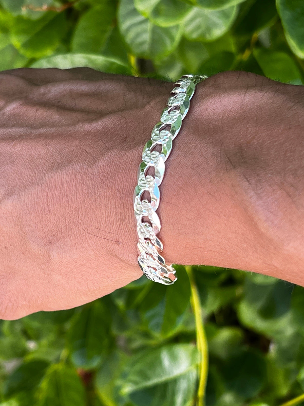Paved Flat Men's Curb Bracelet – Sterling Silver