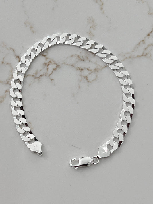 Women's/Men's Square Link Bracelet, Chic and Trendy Bracelet, Never Tarnish, Sterling Silver, Unisex, Jewelry