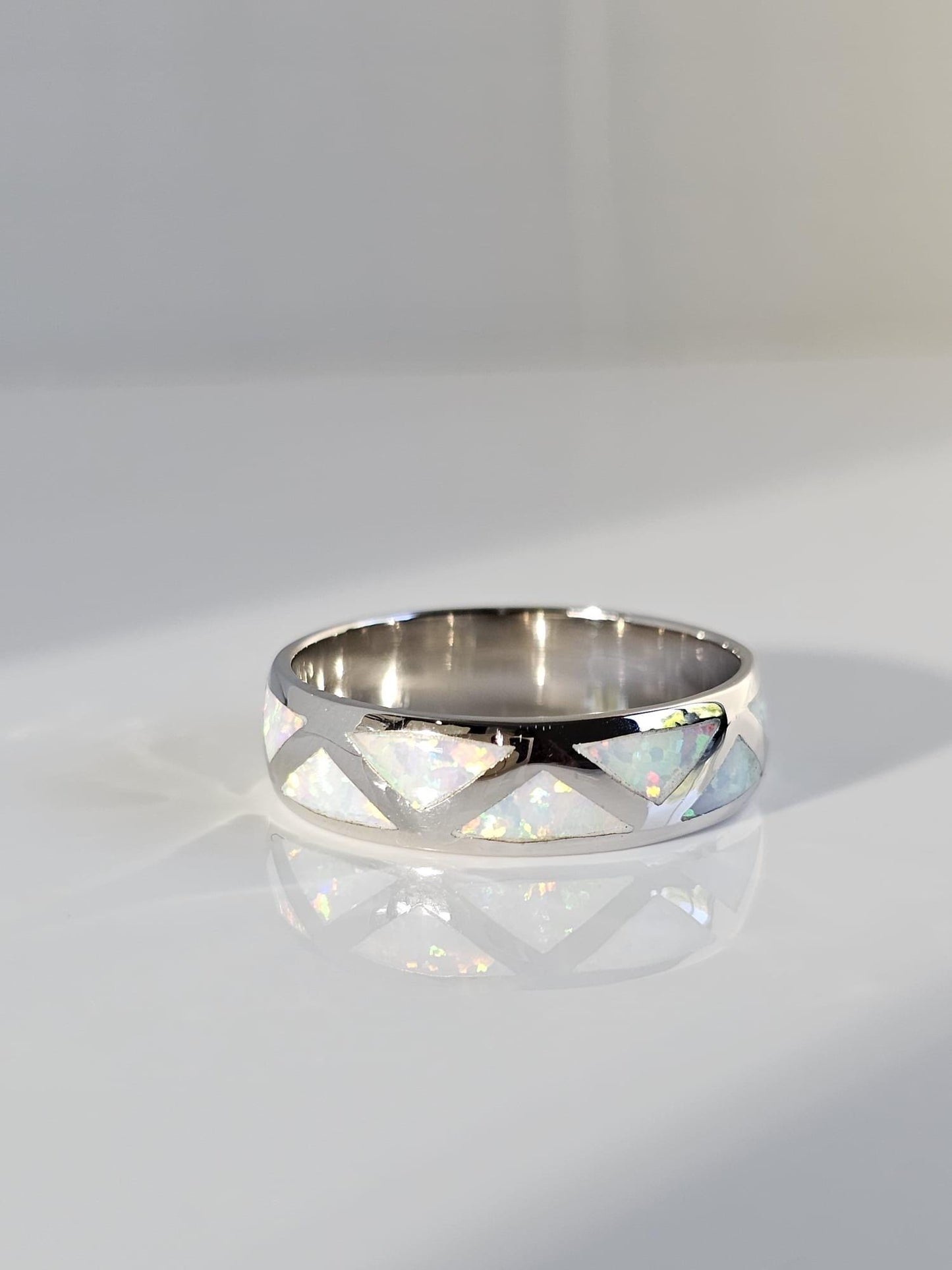 Opal Pyramid Ring: 925 Sterling Silver Mountain Top Band