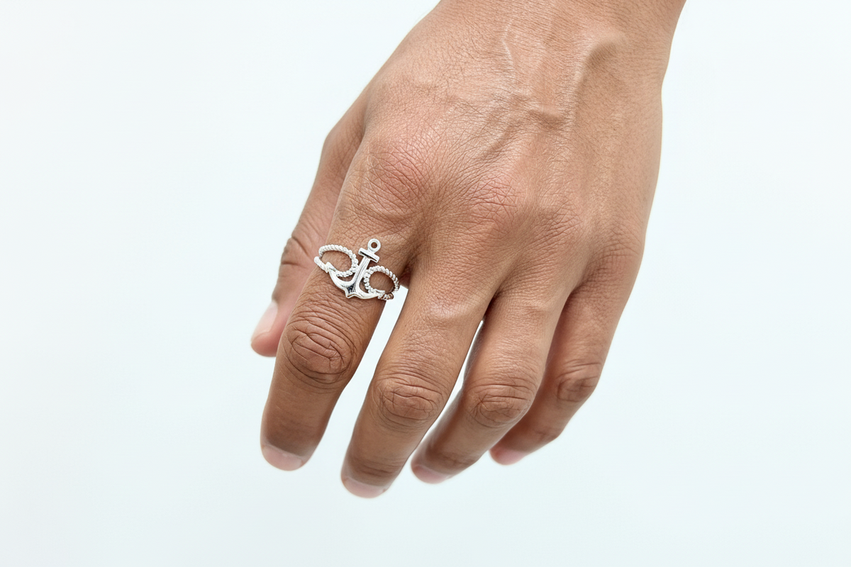 Rope and Anchor Men's Silver Ring