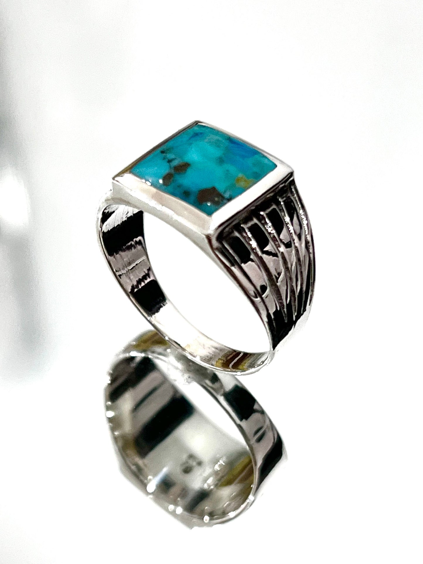 Turquoise Stone Men's Silver Ring, Sterling Silver Ring for Men, Oxidized Traditional Men's Ring