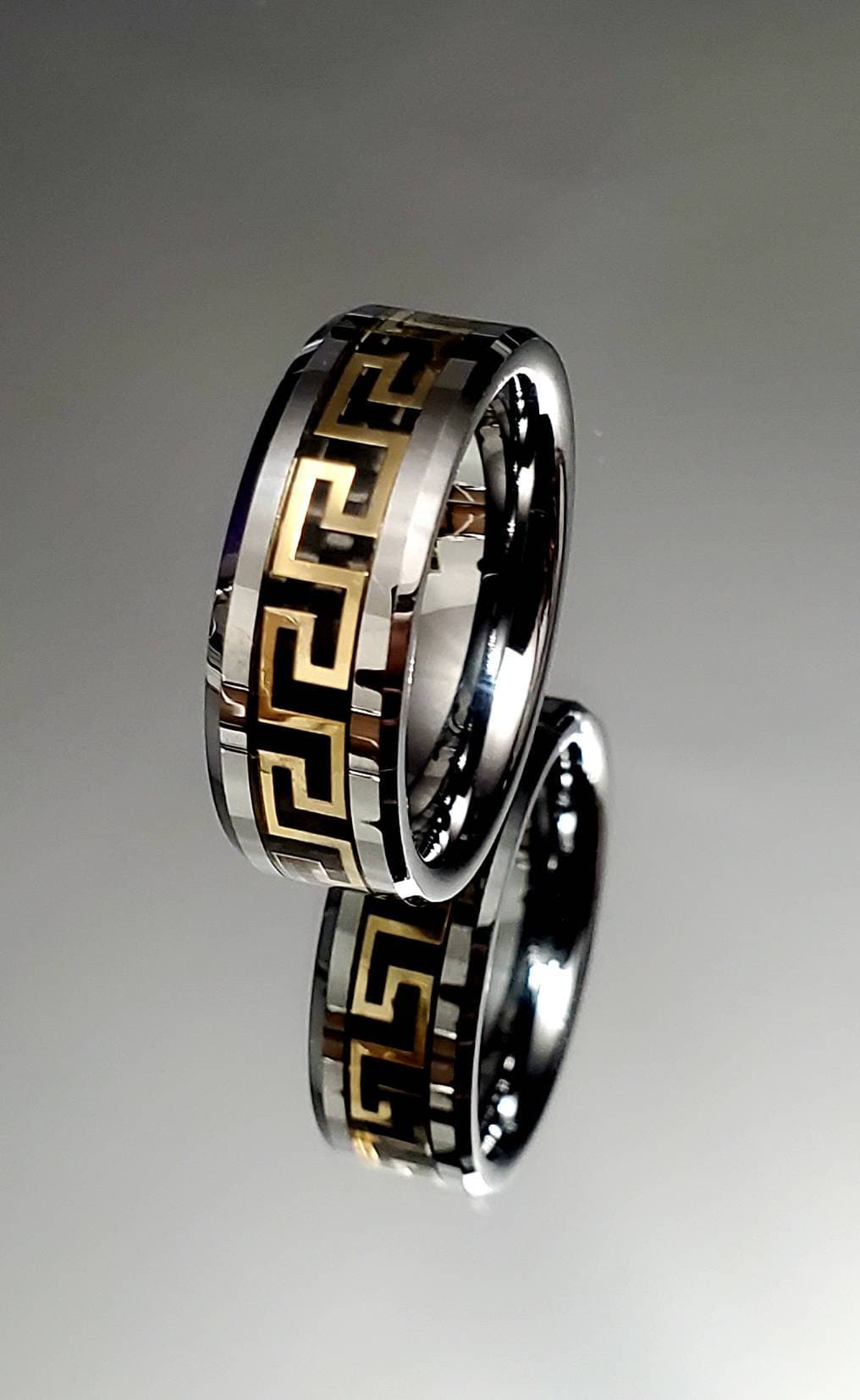 Gold Silver Band Tungsten Men's Ring
