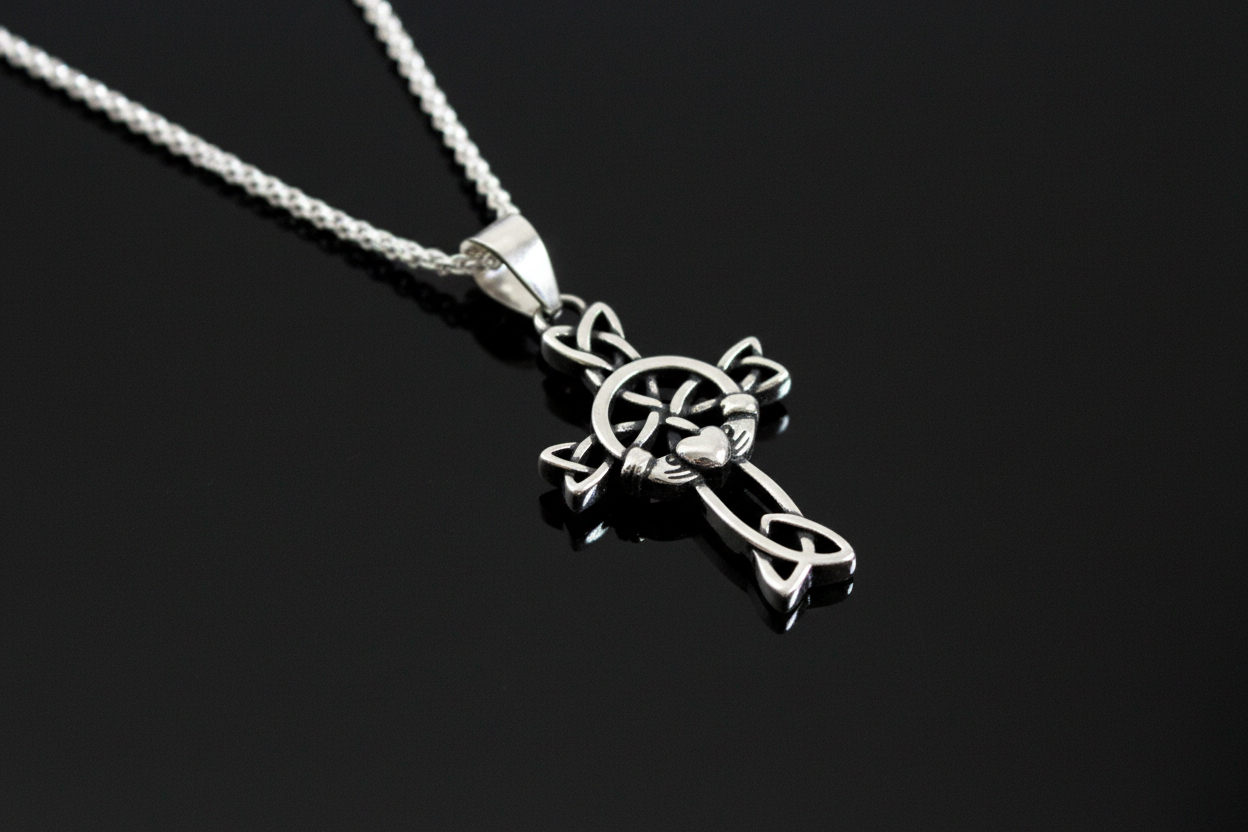 Celtic Irish Claddagh Pendant 925 Sterling Silver