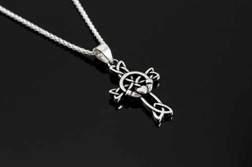 Celtic Irish Claddagh Pendant 925 Sterling Silver