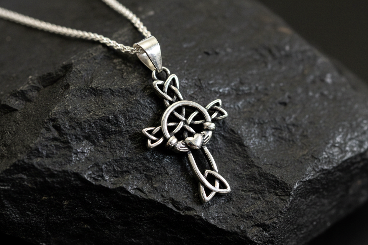Celtic Irish Claddagh Pendant 925 Sterling Silver