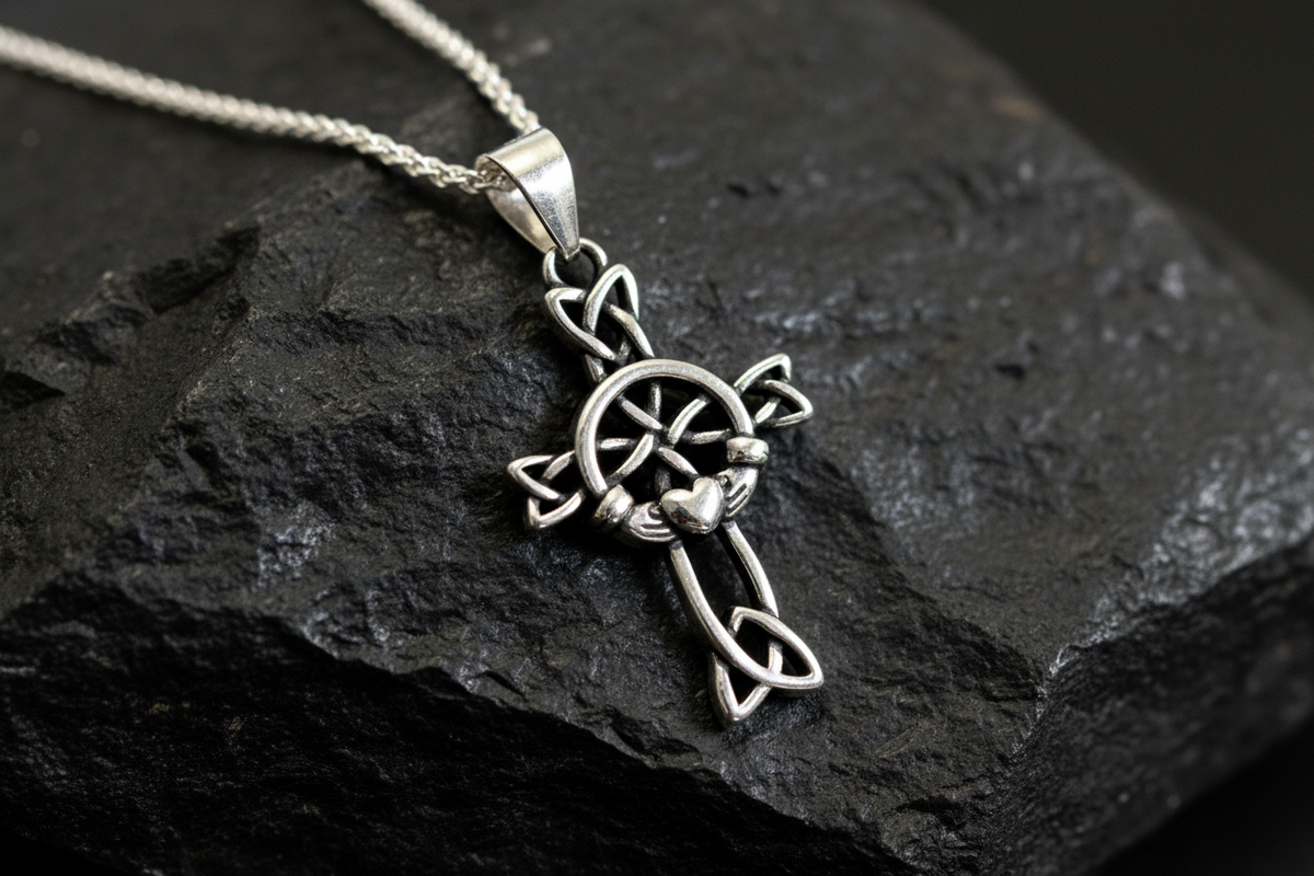 Celtic Irish Claddagh Pendant 925 Sterling Silver