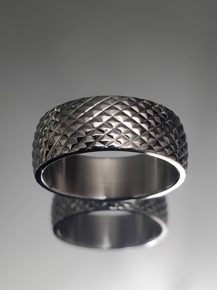 Stainless Steel 316L Men's Diamond Thread Design Ring