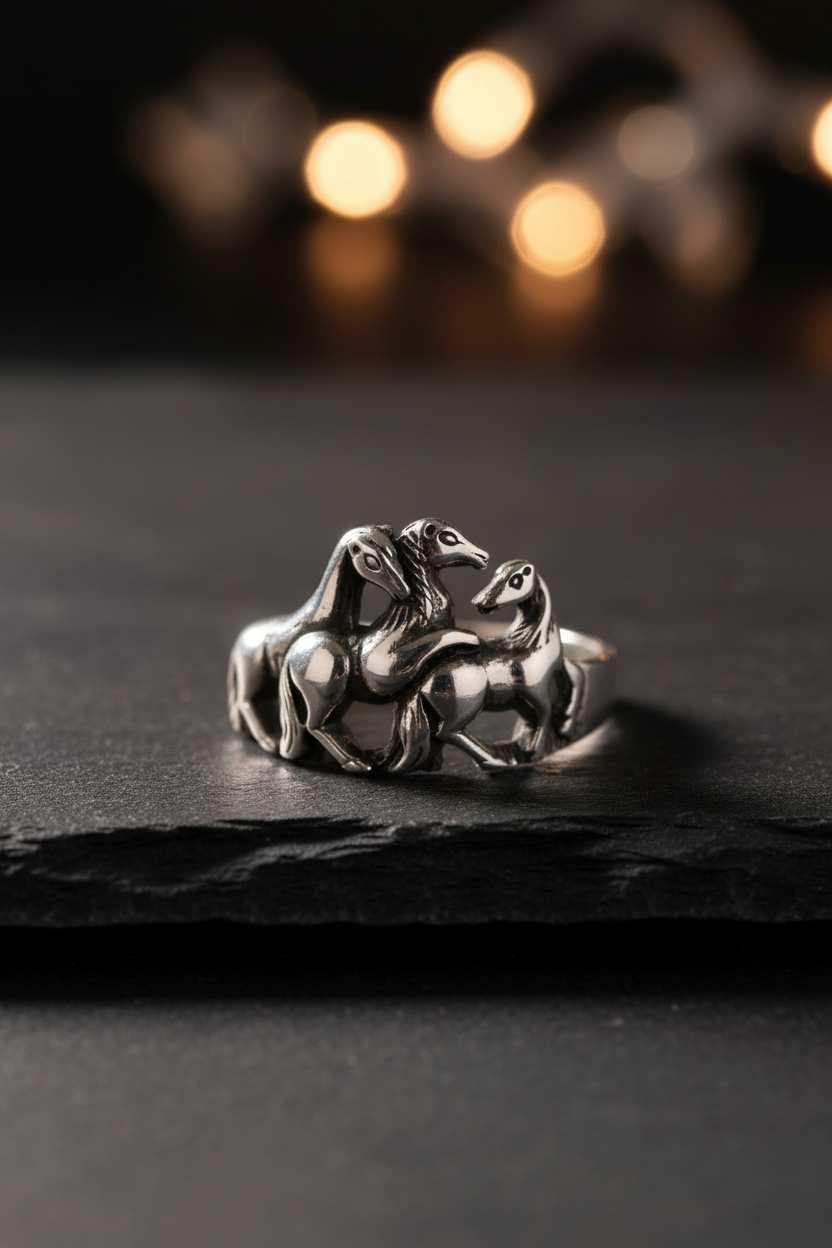 Sterling Silver Horse Ring: Equestrian Jewelry Gift