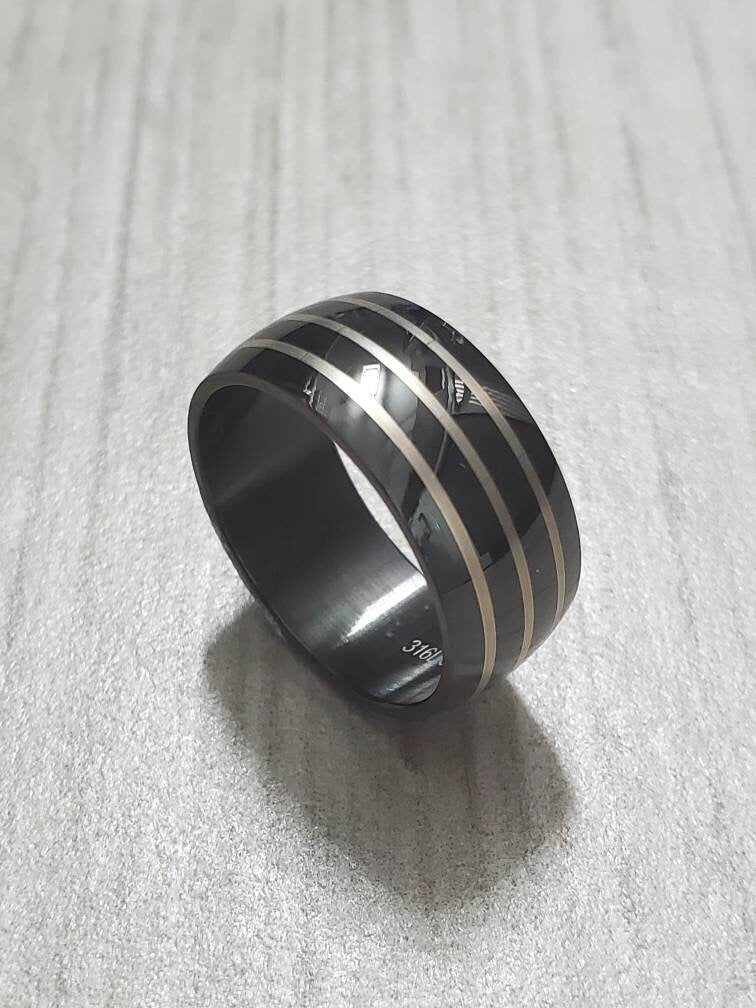 Black 3 Stripe Ring