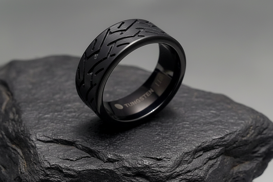 Black Tire Ring, Tungsten Men's Band