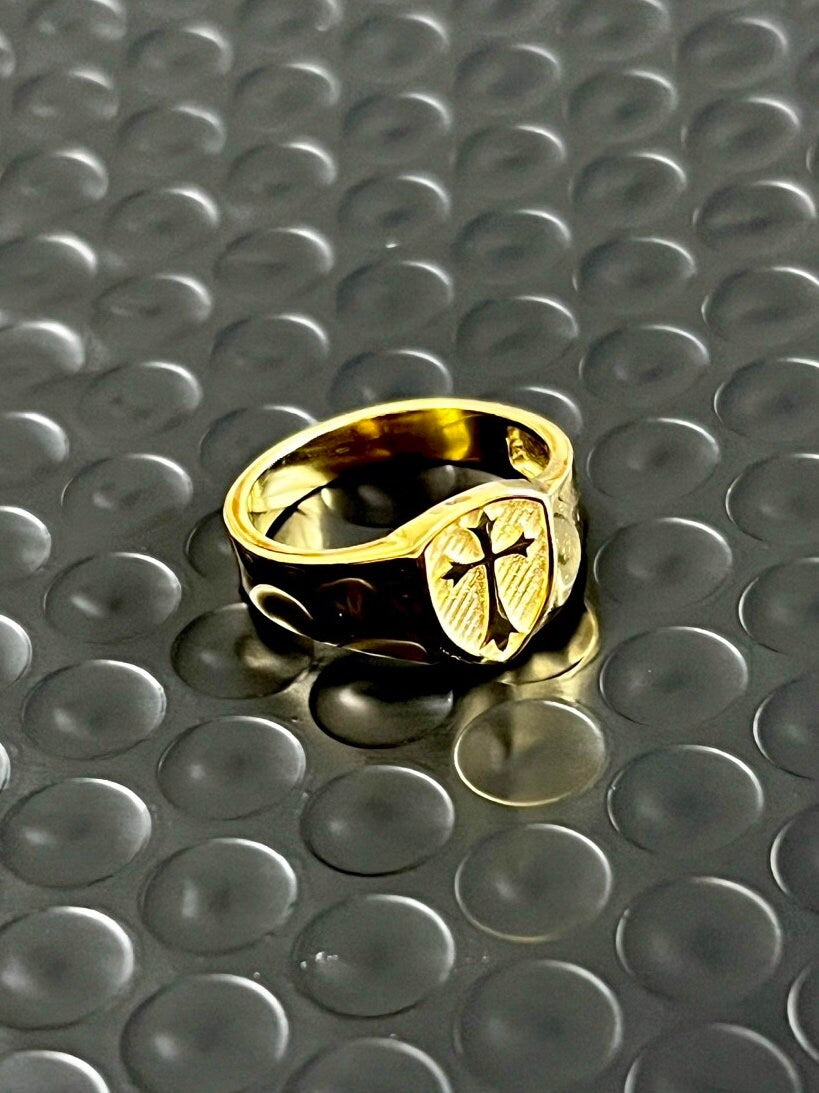 Gold Plated Cross Ring