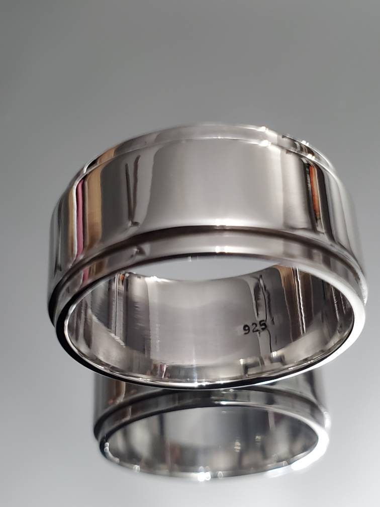 Thick Men's Spinner Wedding Ring – 925 Sterling Silver