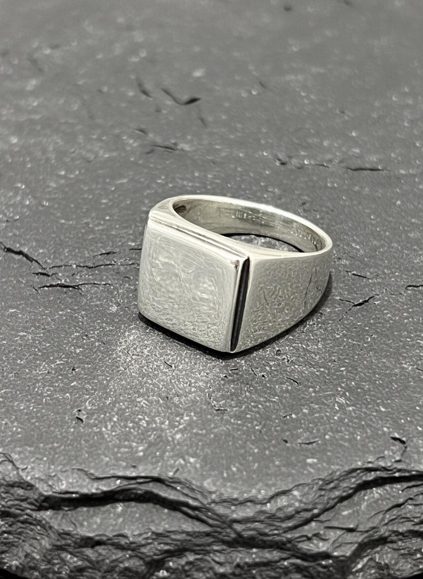 Men's Signet Ring – Sterling Silver with 14mm Band Width