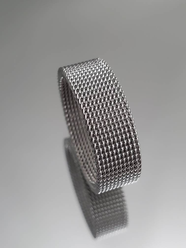 Mesh Band Stainless Steel Men's Ring
