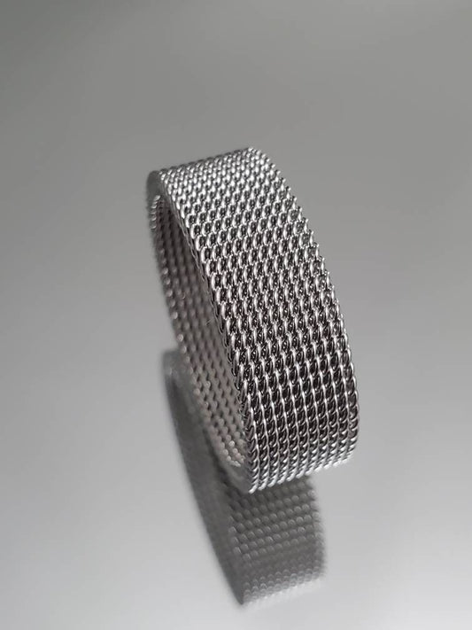 Mesh Band Stainless Steel Men's Ring