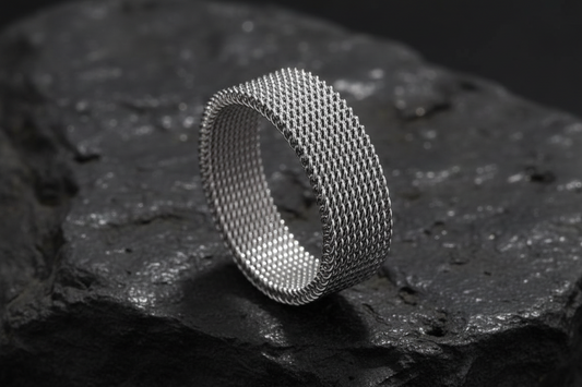 Mesh Band Stainless Steel Men's Ring