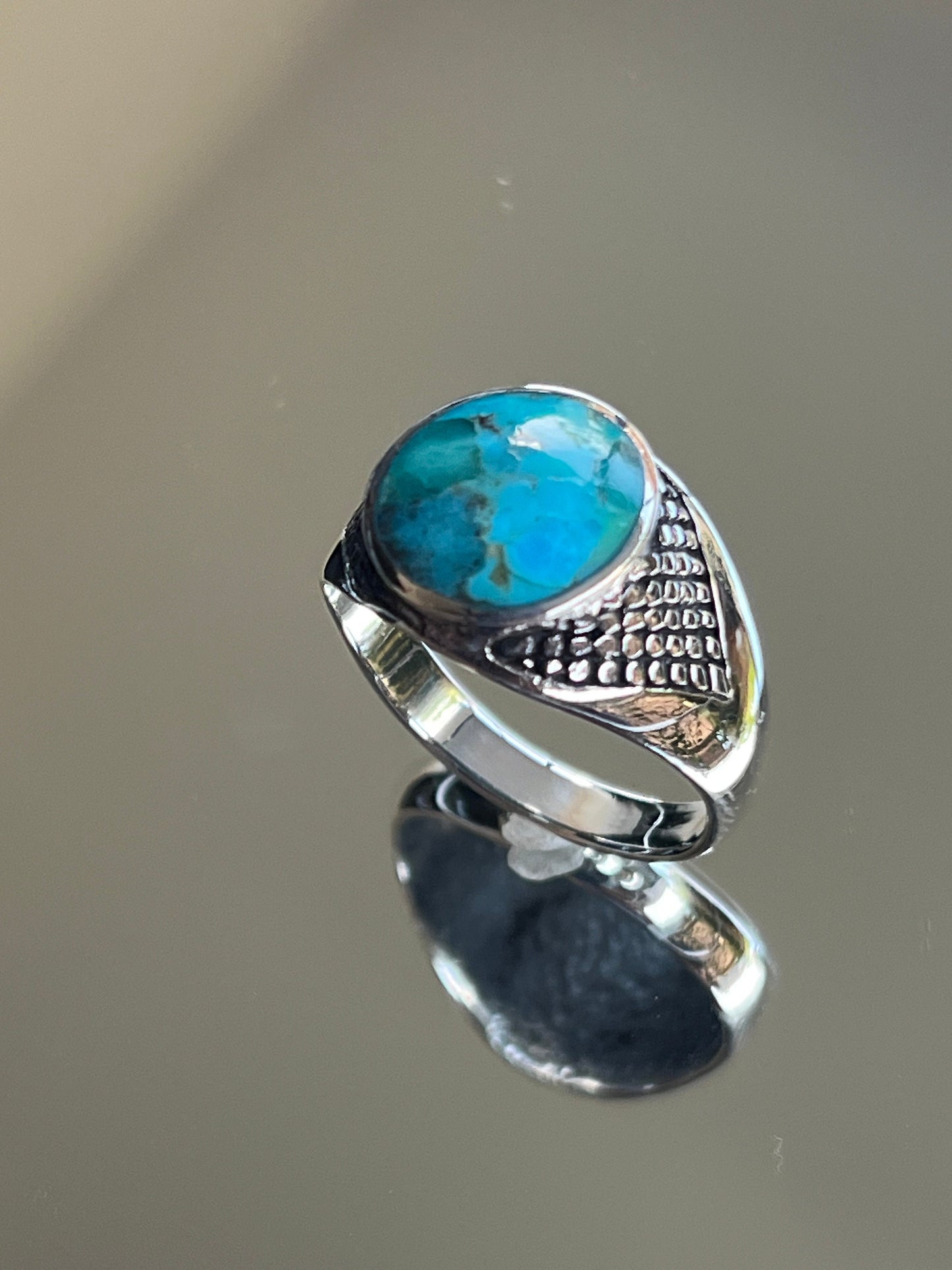 Turquoise Men's Ring, Sterling Silver Ring, 925 Stamped Ring, Signet Men's Band, Genuine Turquoise Stone for men