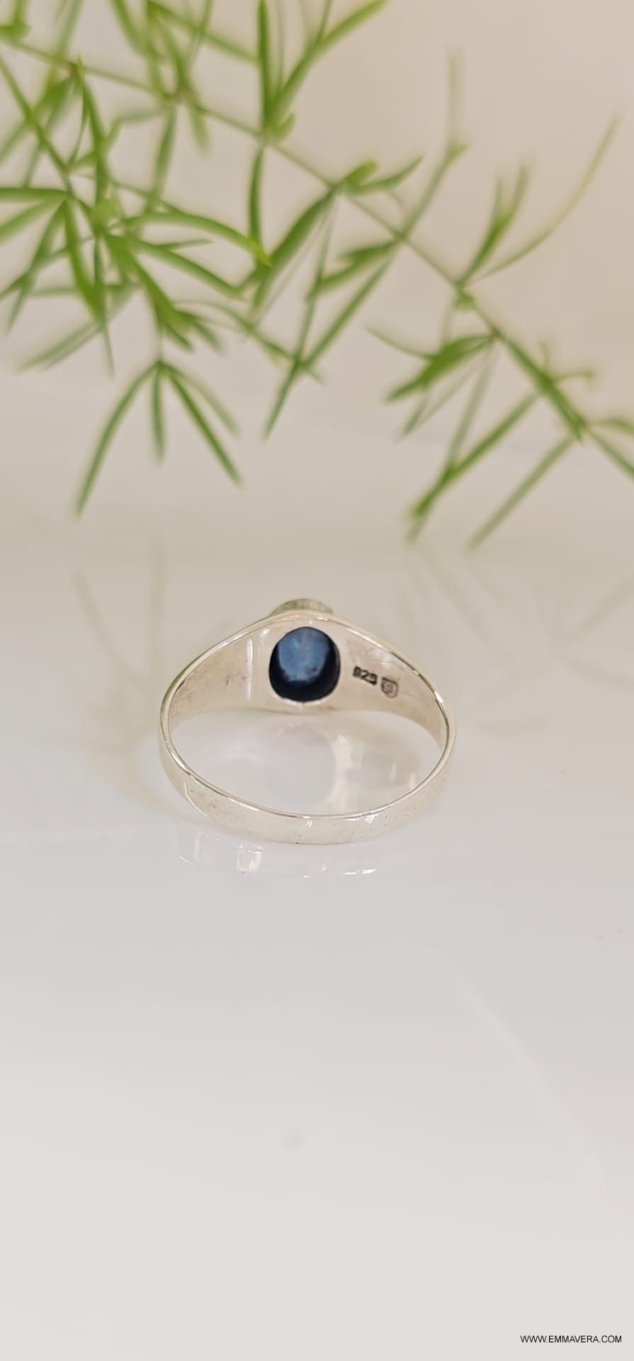 Blue Sapphire CZ Stone Signet Ring