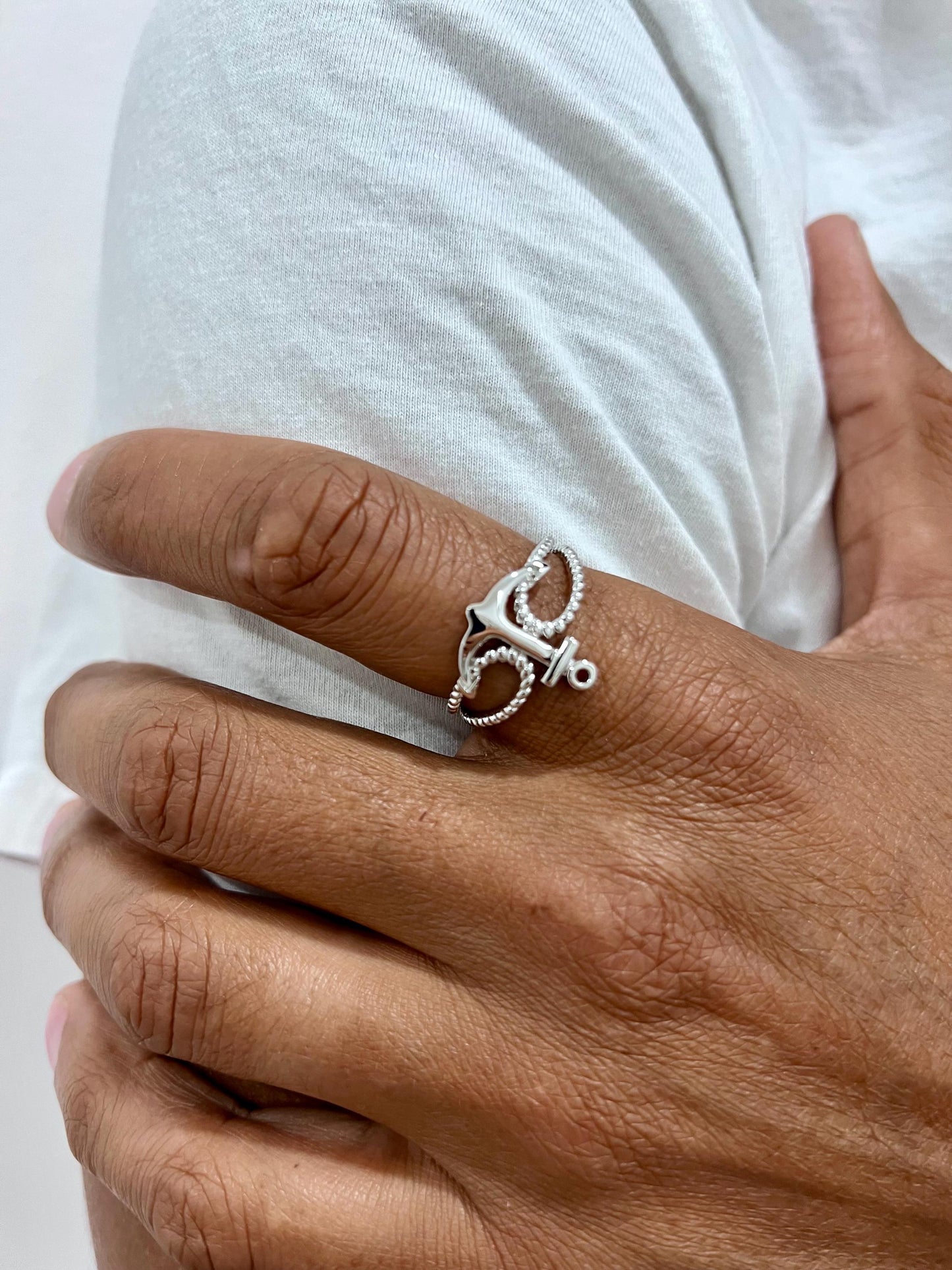 Rope and Anchor Men's Silver Ring