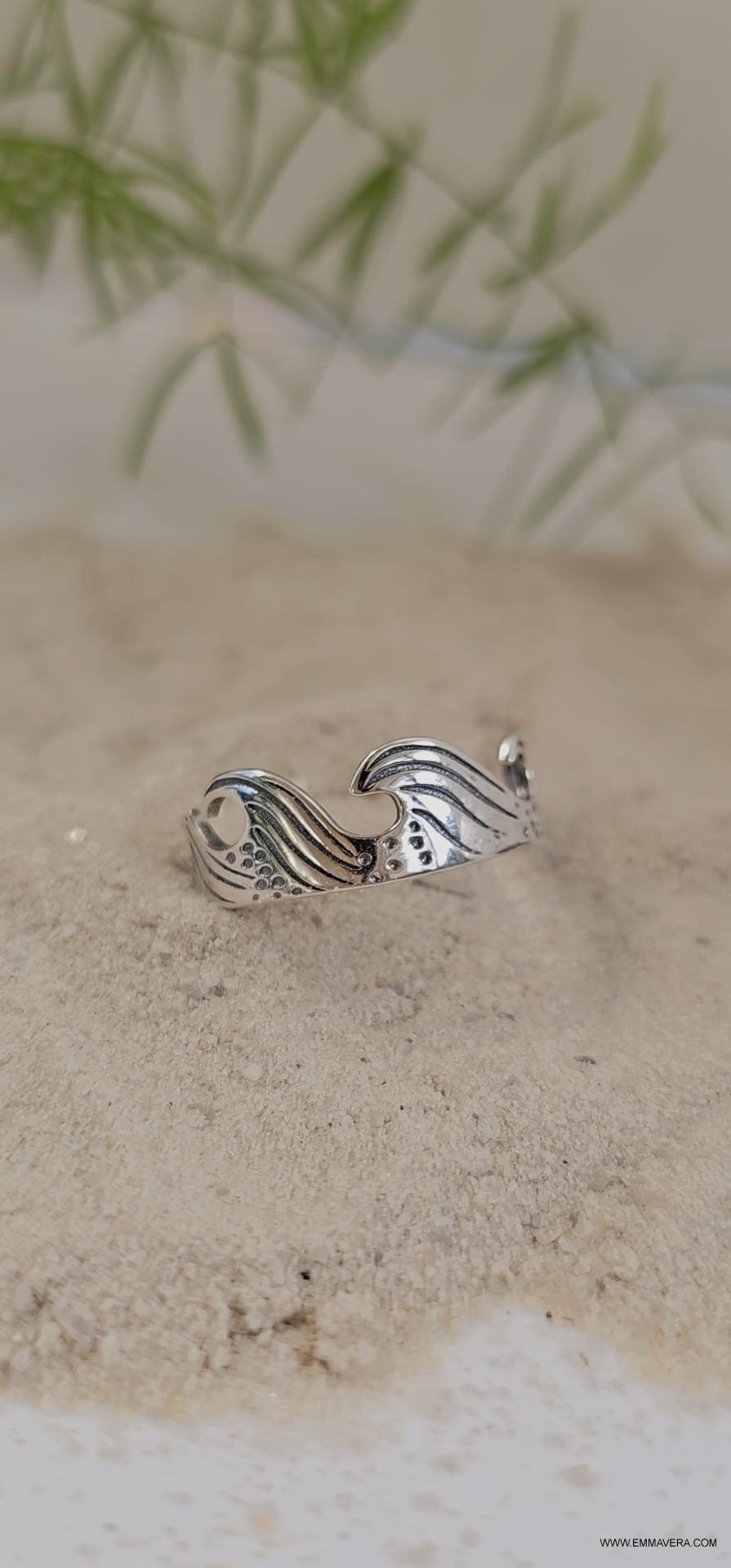 Ocean Wave Ring, Men's 925 Sterling Silver, Gift for him