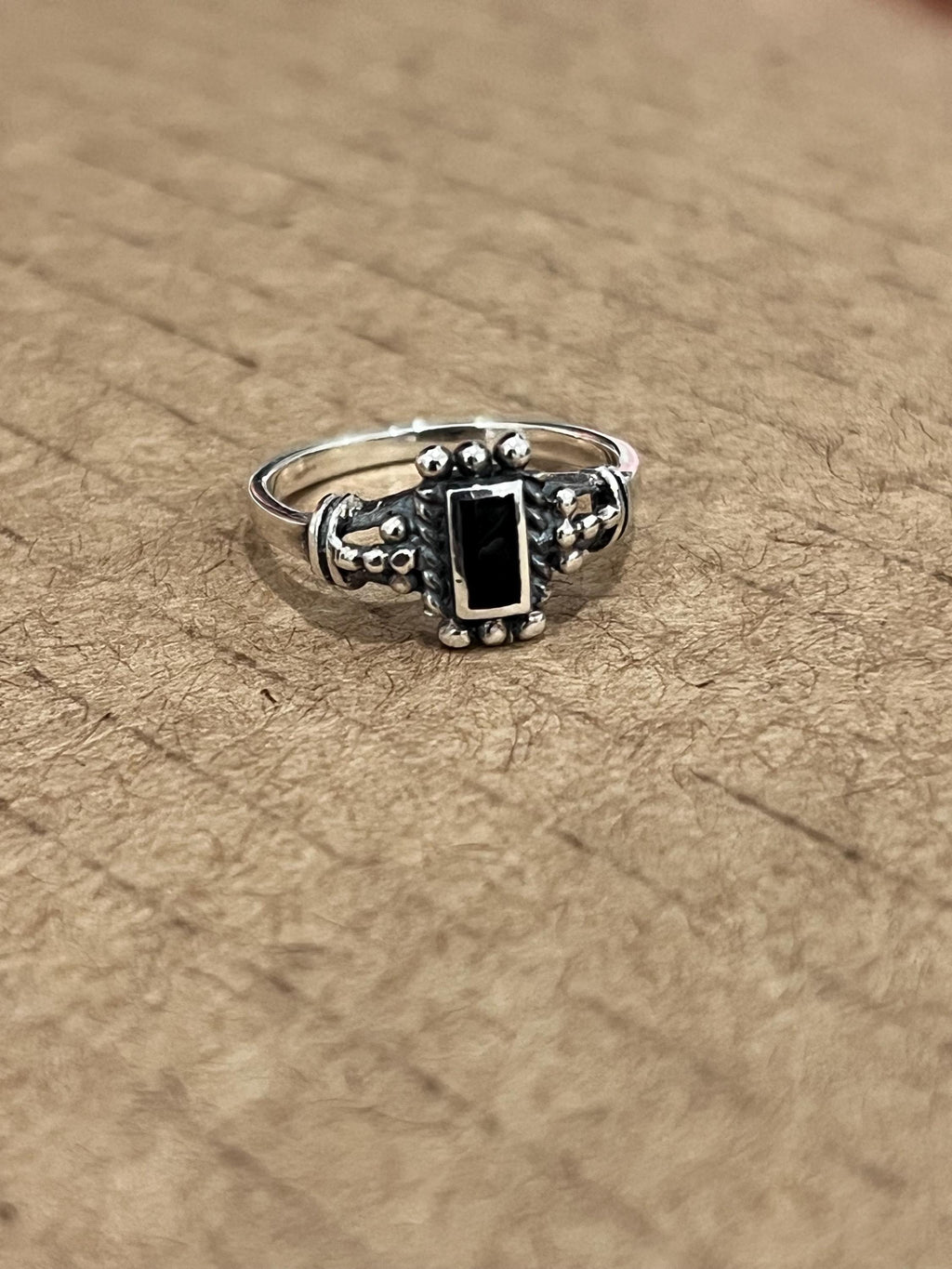 Black Agate Signet Ring – Sterling Silver