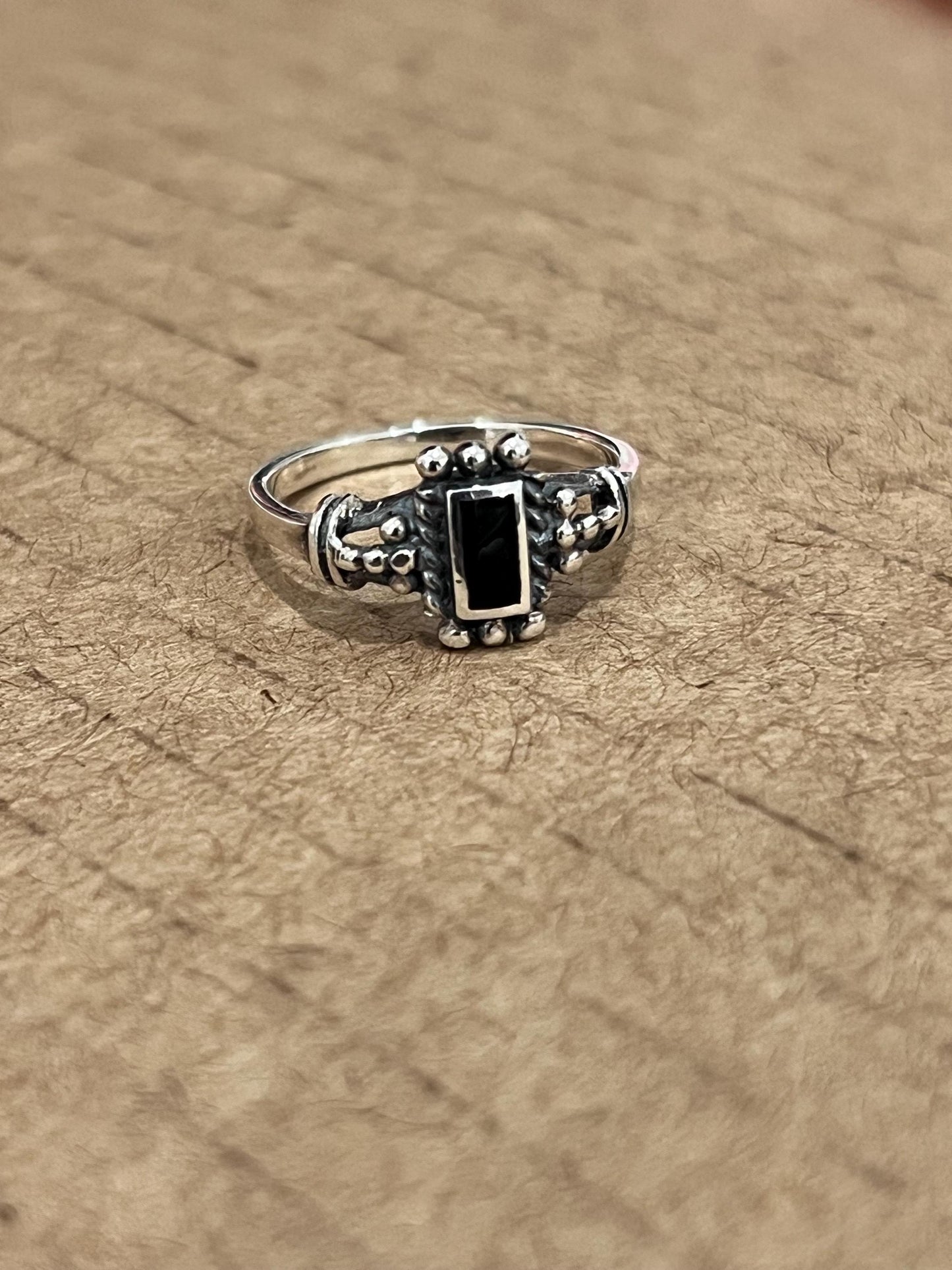 Sterling Silver Signet Ring: Black Agate or Turquoise Stone