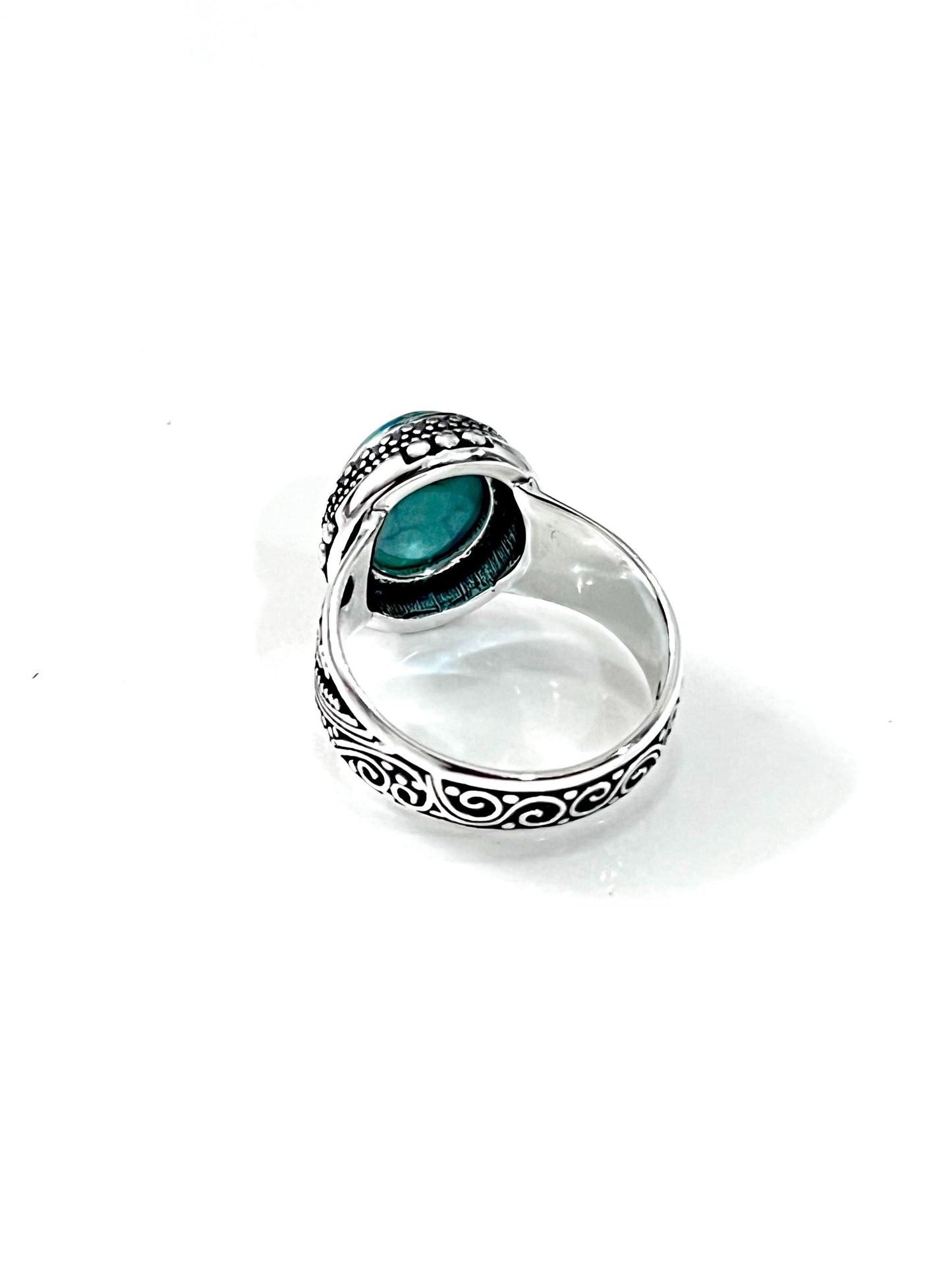Sterling Silver Signet Ring: Bali-Inspired Agate or Turquoise Statement Jewelry