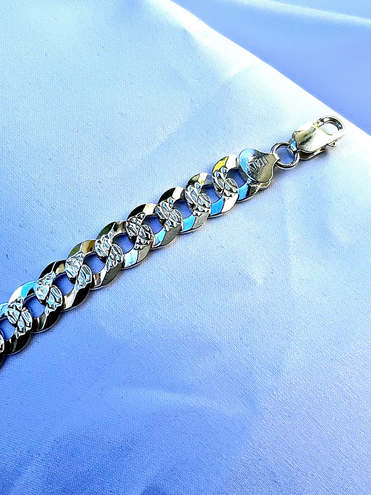 Paved Flat Men's Curb Bracelet – Sterling Silver
