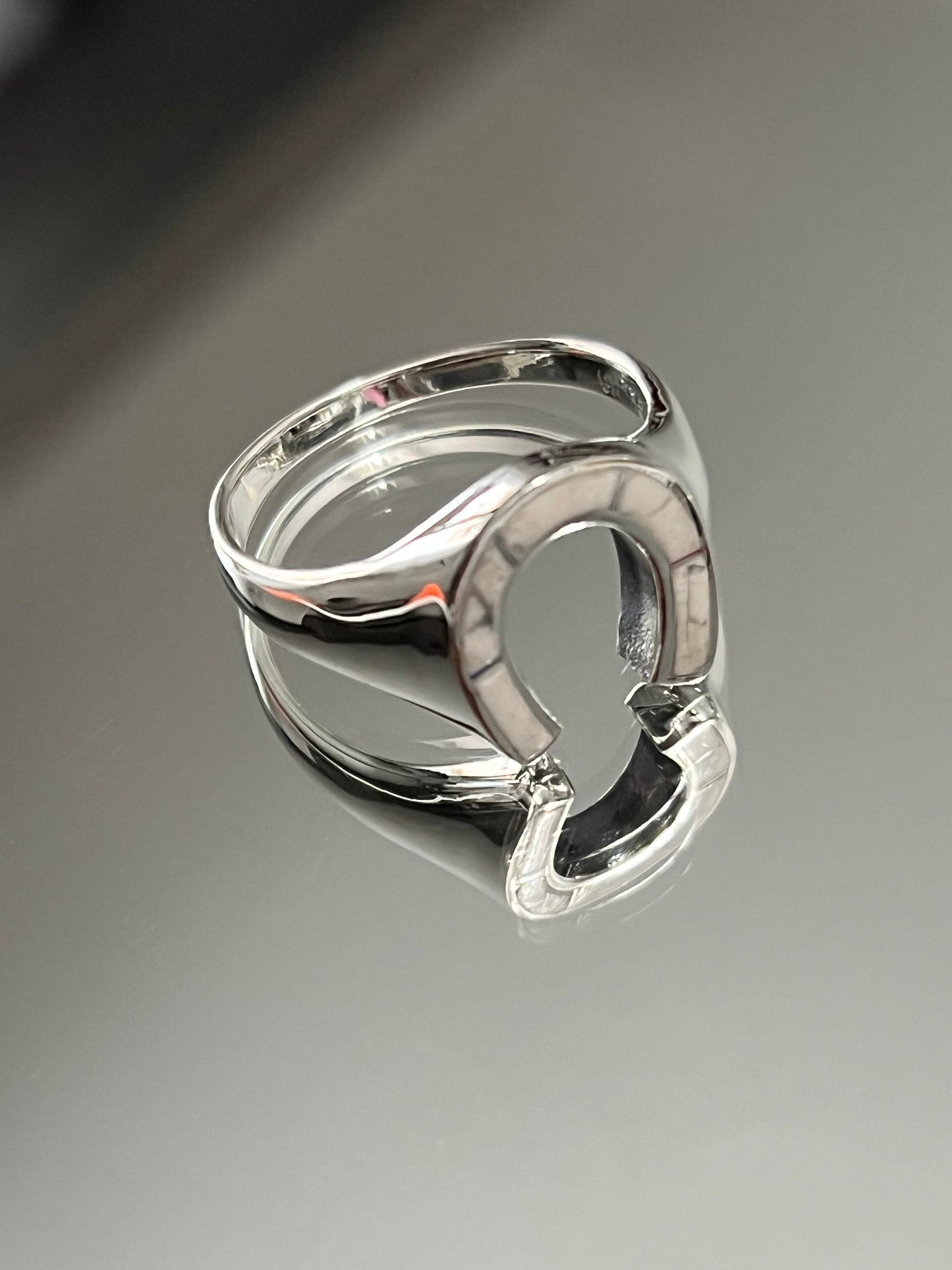 Horse Shoe Ring White Lucky Horseshoe Equestrian Ring