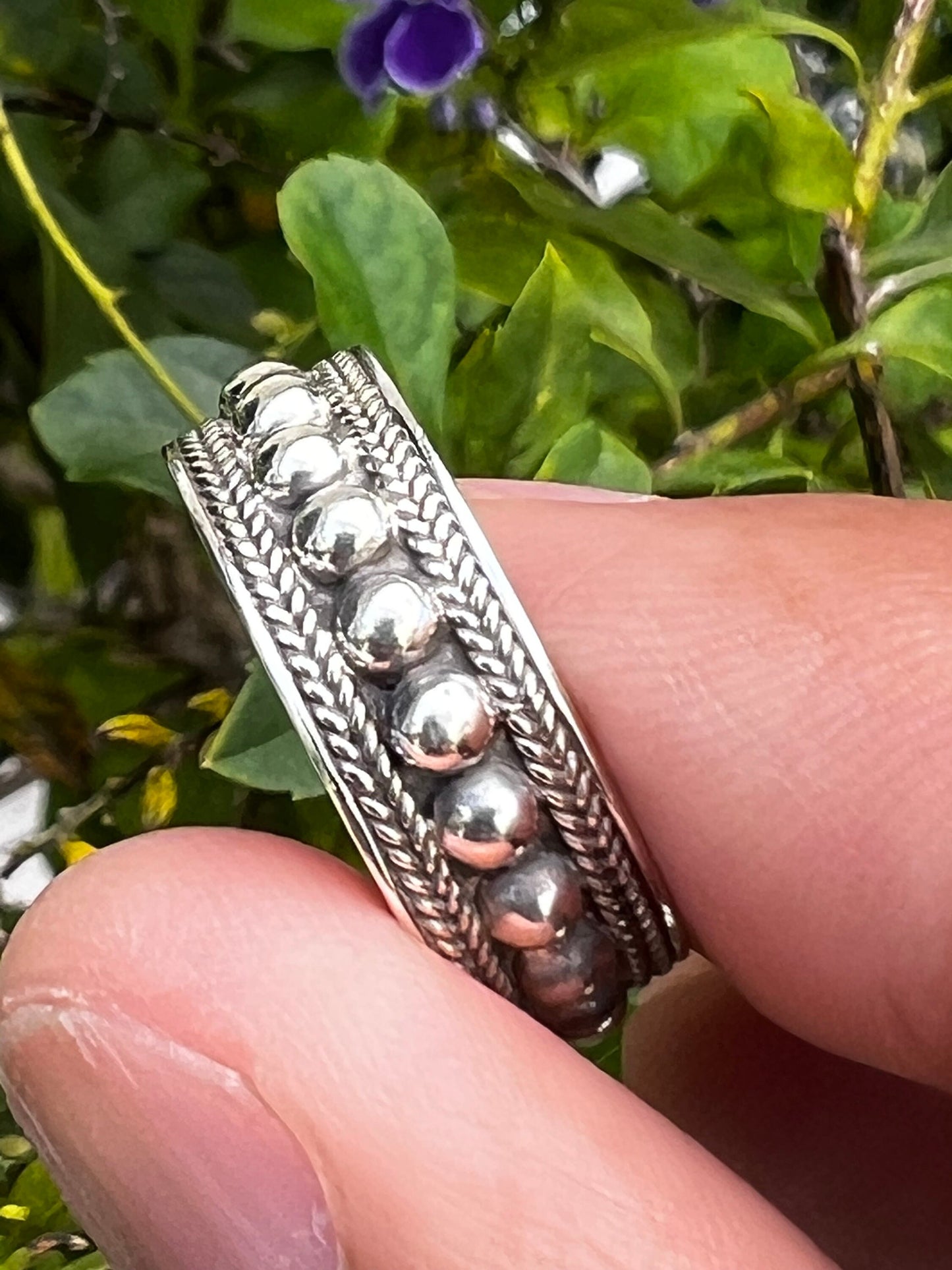 Bali Bead Sterling Silver Ring