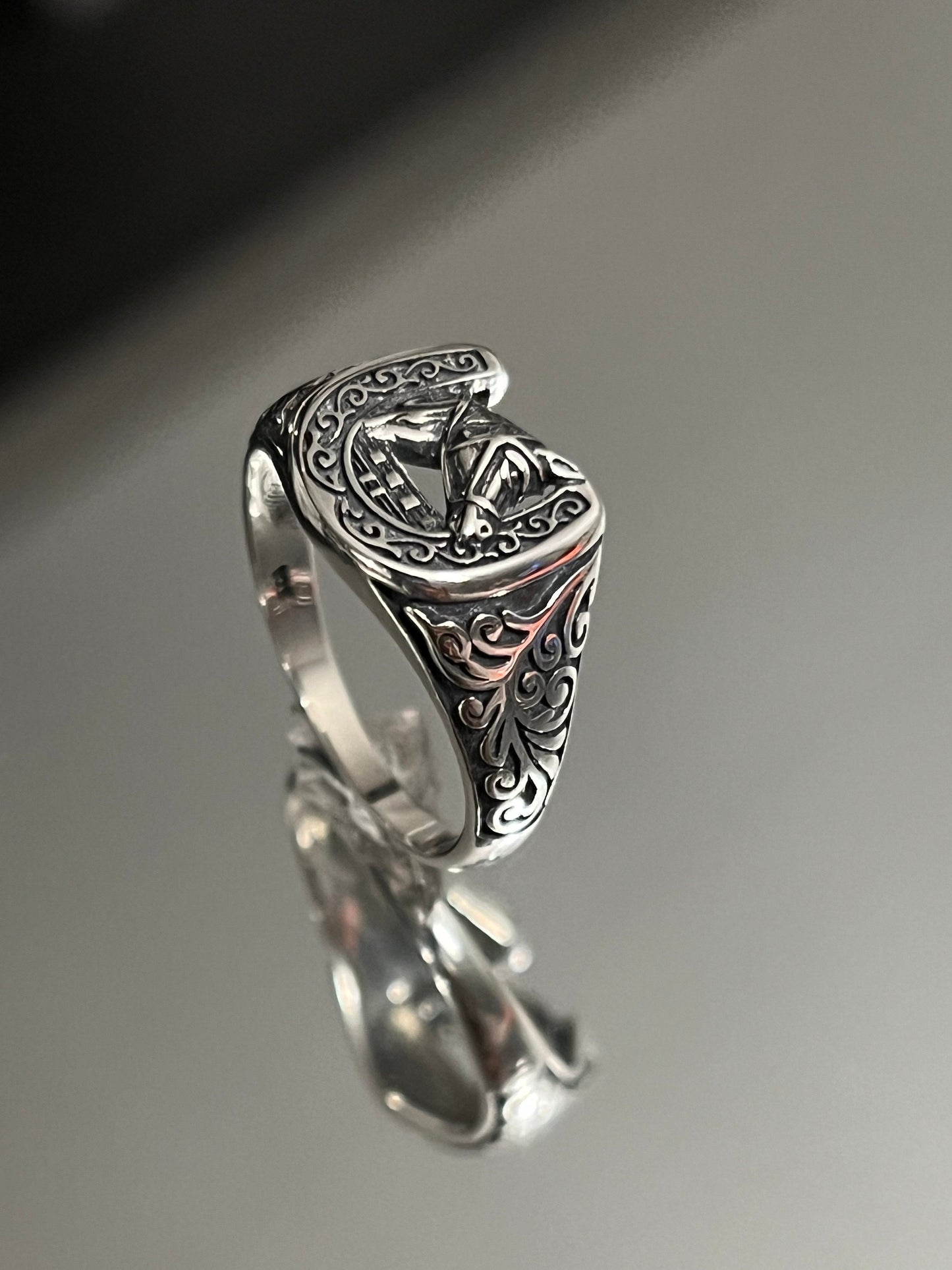 Sterling Silver Horse Ring: Lucky Horseshoe Equestrian Jewelry