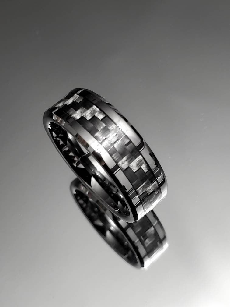Men's Carbon Fiber Tungsten Ring Car Enthusiast
