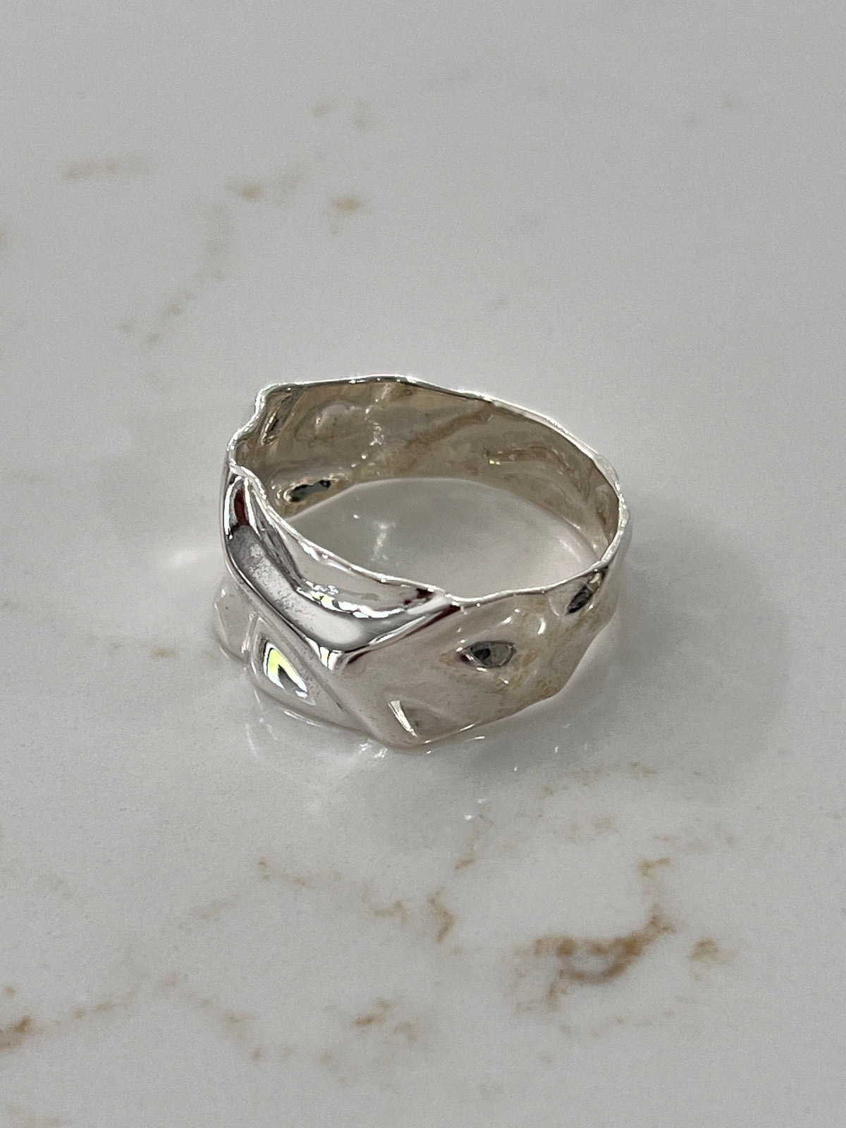Foil Unisex Wedding Ring – Sterling Silver with 12.5mm Band Width